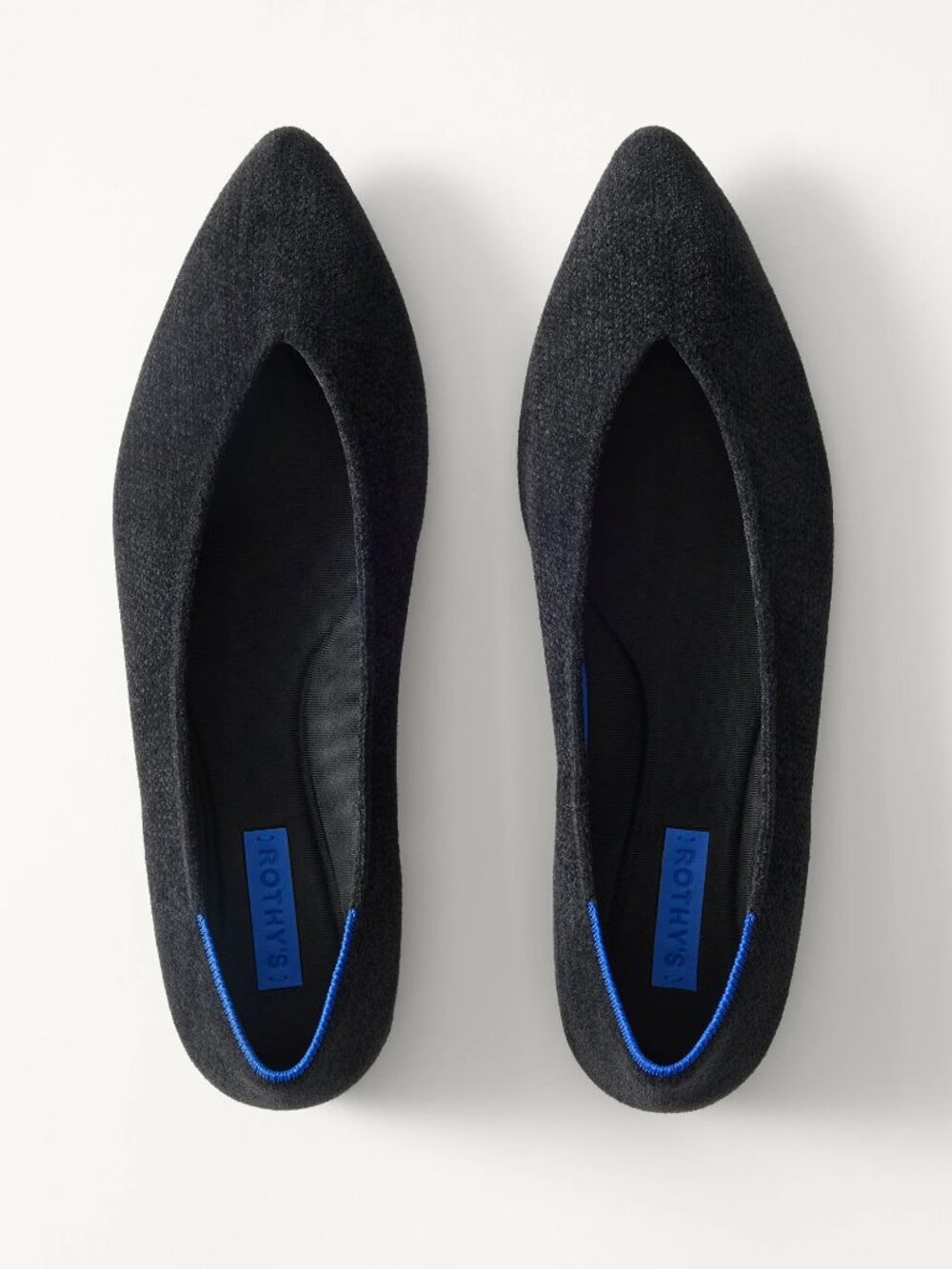 NEW Rothy's The Point III Pointed Toe Flats in ReVelvet Black